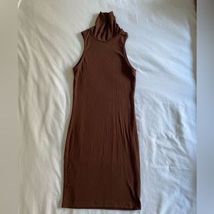 Turtle neck brown dress